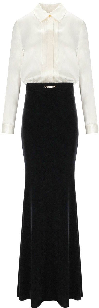 Elisabetta Franchi ELISABETTA FRANCHI RED CARPET IVORY AND BLACK DRESS Wit