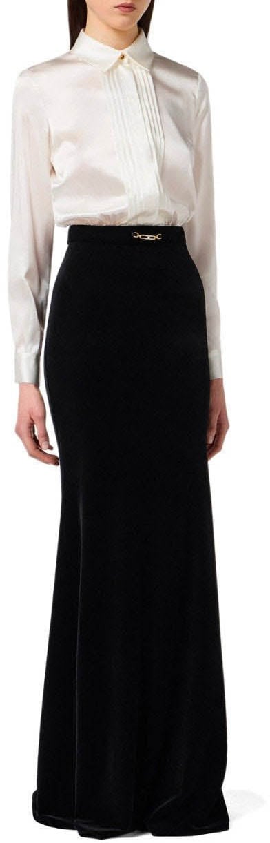 Elisabetta Franchi ELISABETTA FRANCHI RED CARPET IVORY AND BLACK DRESS Wit