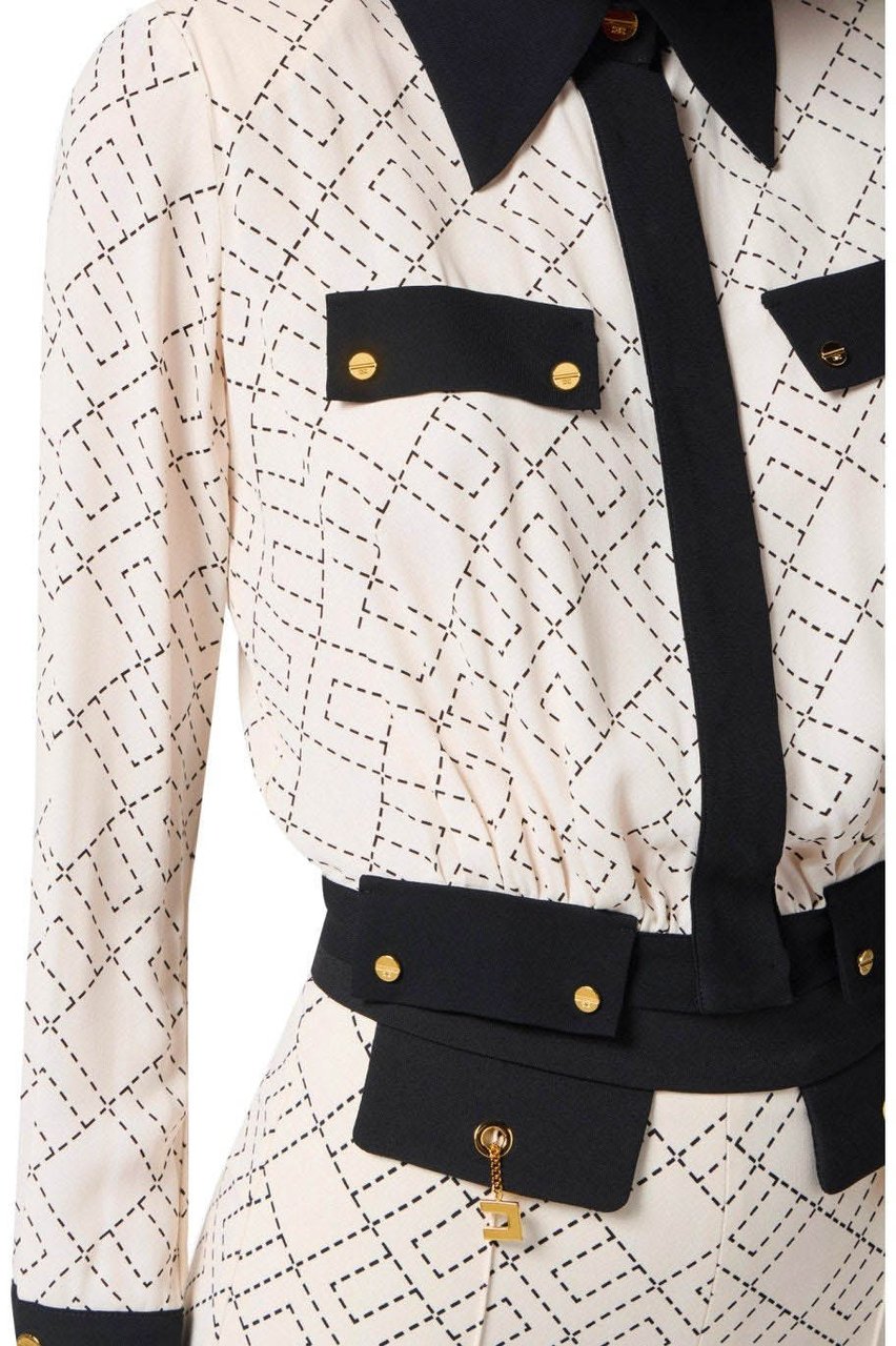 Elisabetta Franchi ELISABETTA FRANCHI MILK BICOLORED SHIRT Wit