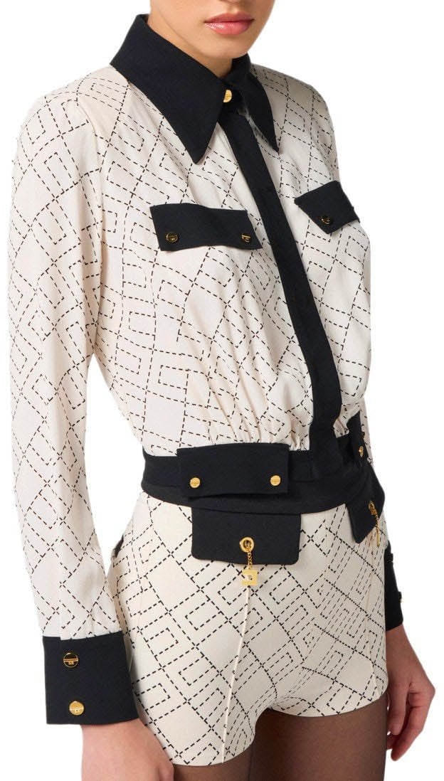 Elisabetta Franchi ELISABETTA FRANCHI MILK BICOLORED SHIRT Wit