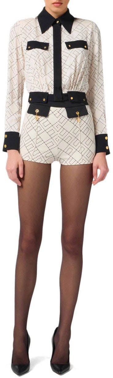 Elisabetta Franchi ELISABETTA FRANCHI MILK BICOLORED SHIRT Wit
