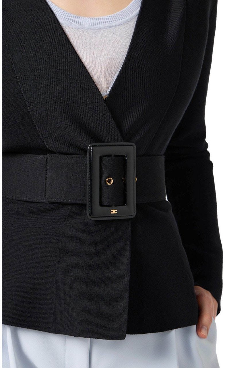 Elisabetta Franchi ELISABETTA FRANCHI KNITTED JACKET WITH BELT Zwart