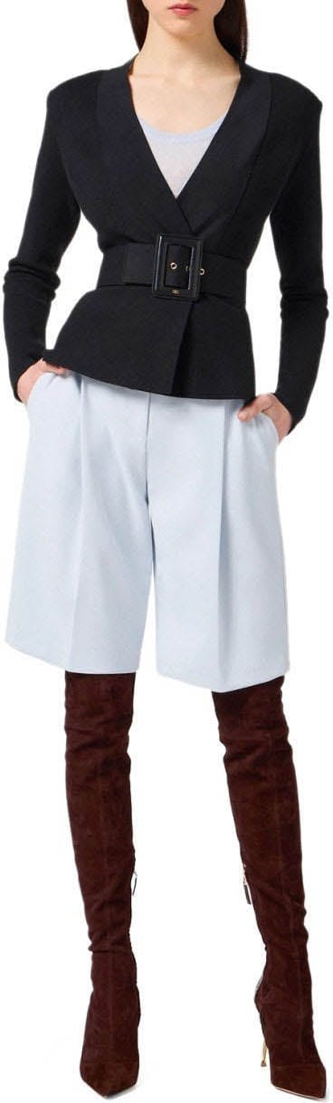 Elisabetta Franchi ELISABETTA FRANCHI KNITTED JACKET WITH BELT Zwart