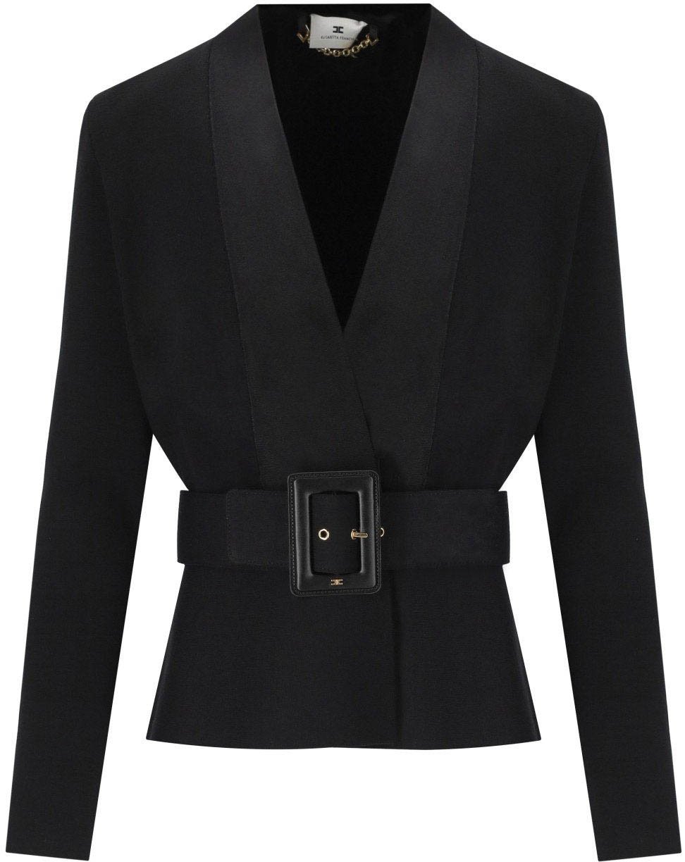 Elisabetta Franchi ELISABETTA FRANCHI KNITTED JACKET WITH BELT Zwart