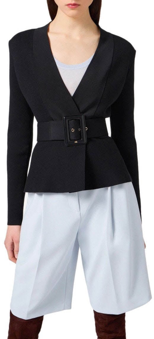 Elisabetta Franchi ELISABETTA FRANCHI KNITTED JACKET WITH BELT Zwart