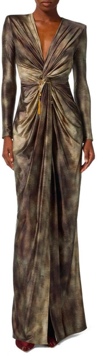 Elisabetta Franchi ELISABETTA FRANCHI RED CARPET LIZARD DRESS Dierenprint