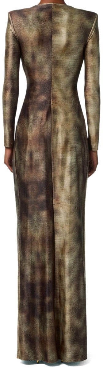 Elisabetta Franchi ELISABETTA FRANCHI RED CARPET LIZARD DRESS Dierenprint