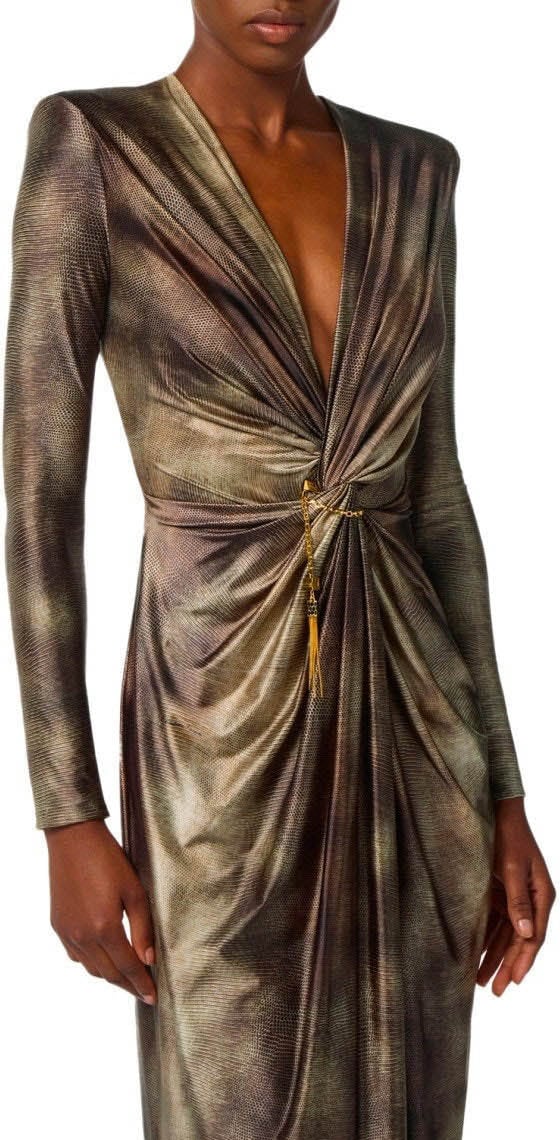 Elisabetta Franchi ELISABETTA FRANCHI RED CARPET LIZARD DRESS Dierenprint