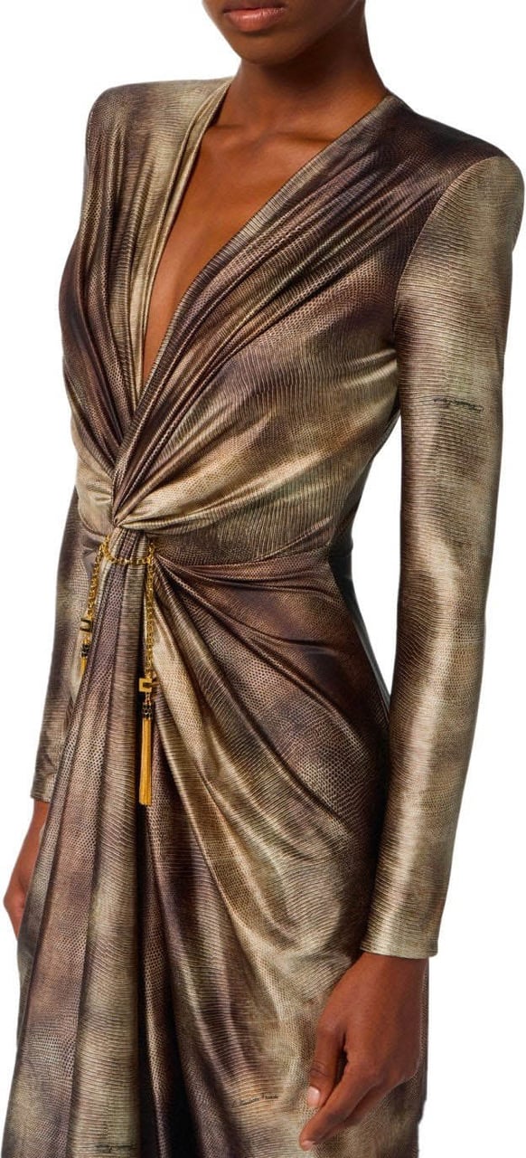 Elisabetta Franchi ELISABETTA FRANCHI RED CARPET LIZARD DRESS Dierenprint