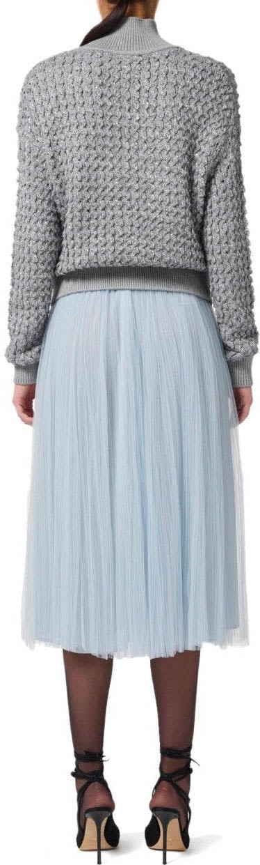 Elisabetta Franchi ELISABETTA FRANCHI STARLIGHT MIDI BELTED SKIRT Lichtblauw