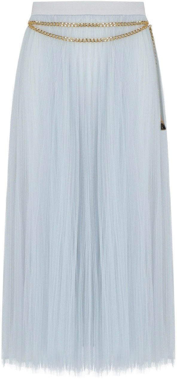 Elisabetta Franchi ELISABETTA FRANCHI STARLIGHT MIDI BELTED SKIRT Lichtblauw