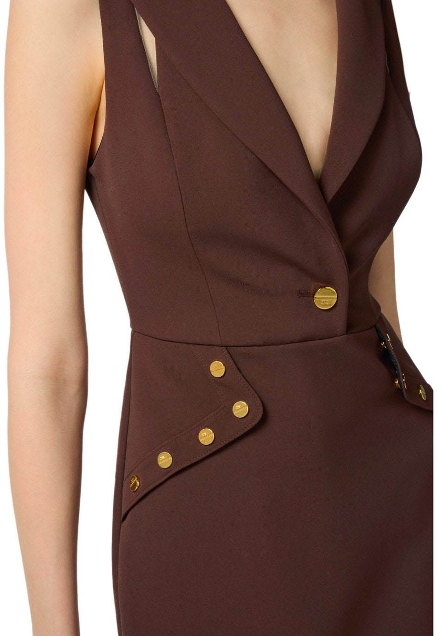 Elisabetta Franchi ELISABETTA FRANCHI COFFEE CUT-OUT DRESS Bruin