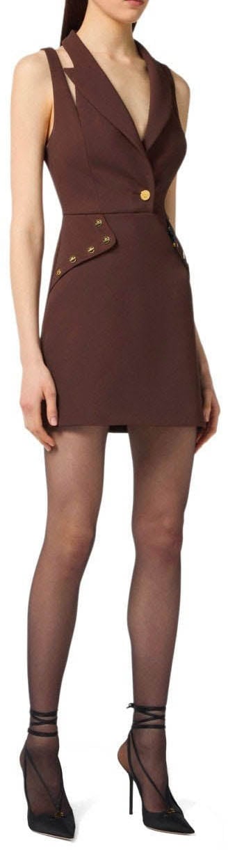 Elisabetta Franchi ELISABETTA FRANCHI COFFEE CUT-OUT DRESS Bruin