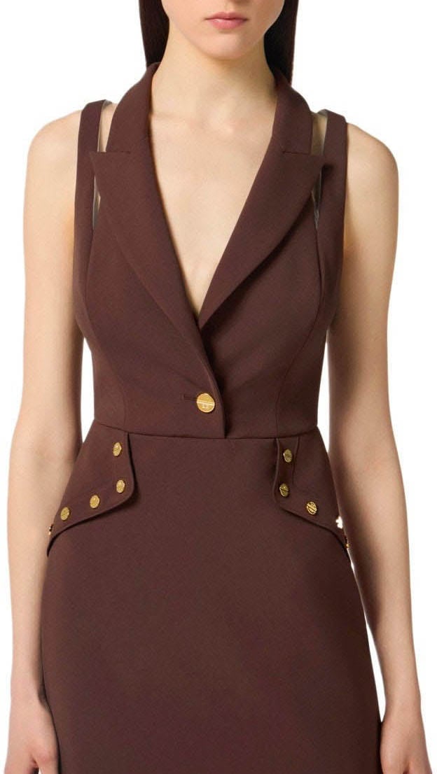 Elisabetta Franchi ELISABETTA FRANCHI COFFEE CUT-OUT DRESS Bruin