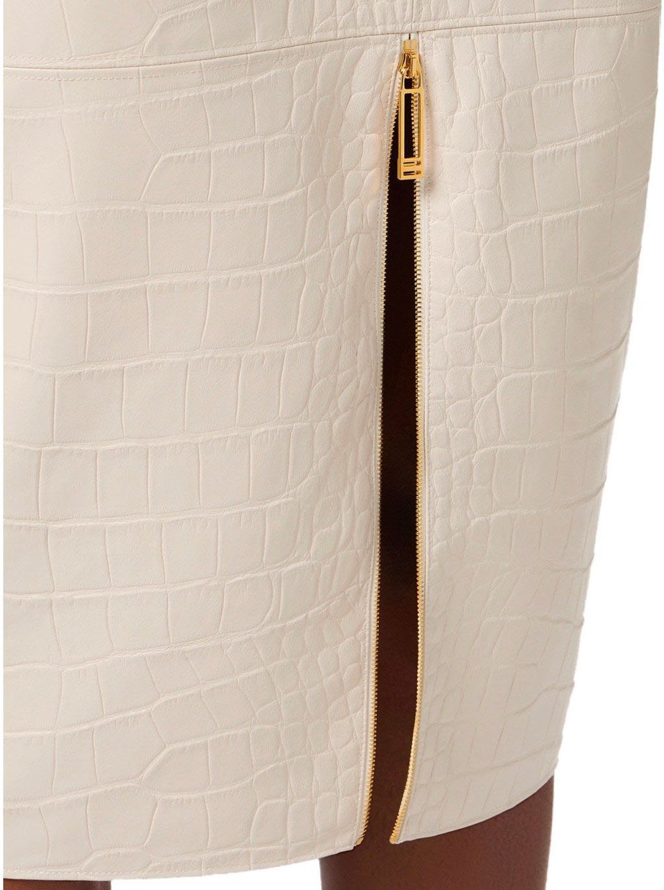 Elisabetta Franchi ELISABETTA FRANCHI MILK MIDI SKIRT WITH CROCO-PRINT Wit