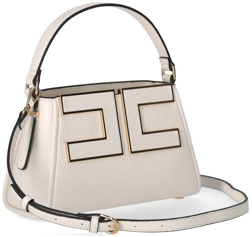 Elisabetta Franchi ELISABETTA FRANCHI MILK HANDBAG WITH MAXI LOGO Wit
