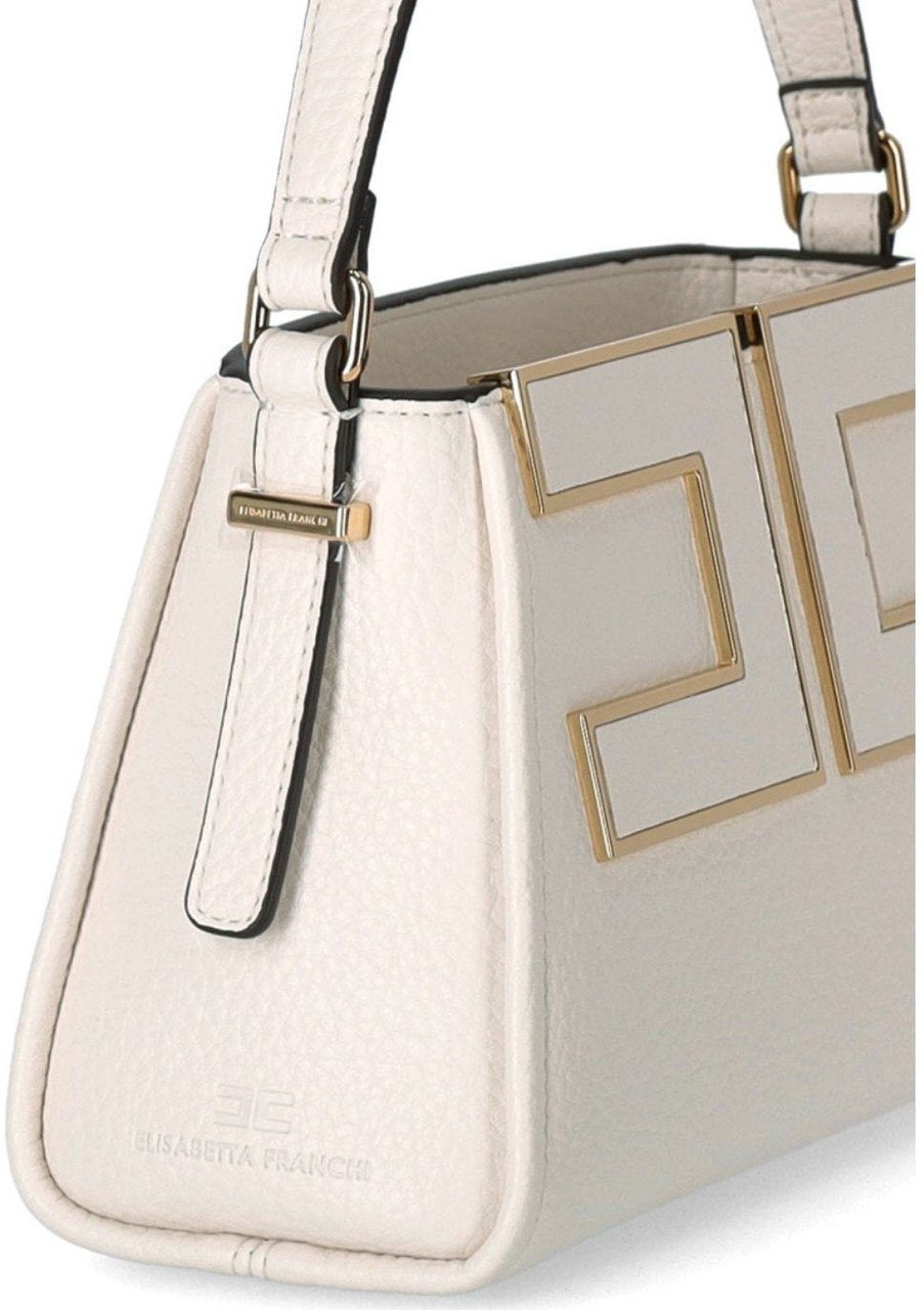 Elisabetta Franchi ELISABETTA FRANCHI MILK HANDBAG WITH MAXI LOGO Wit