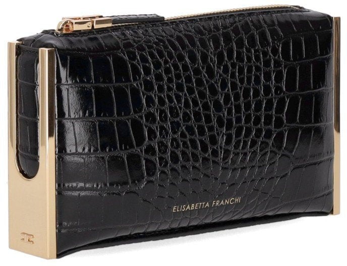 Elisabetta Franchi ELISABETTA FRANCHI CLUTCH WITH CROCO-PRINT Zwart