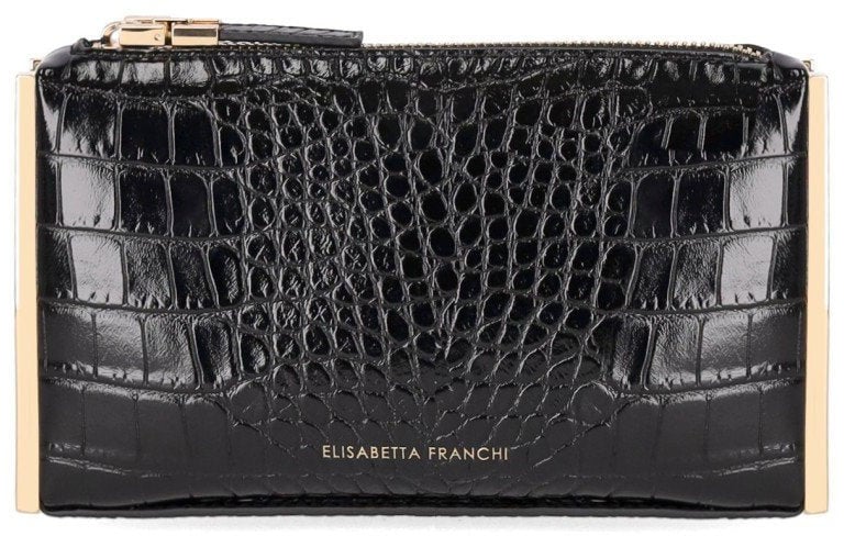 Elisabetta Franchi ELISABETTA FRANCHI CLUTCH WITH CROCO-PRINT Zwart