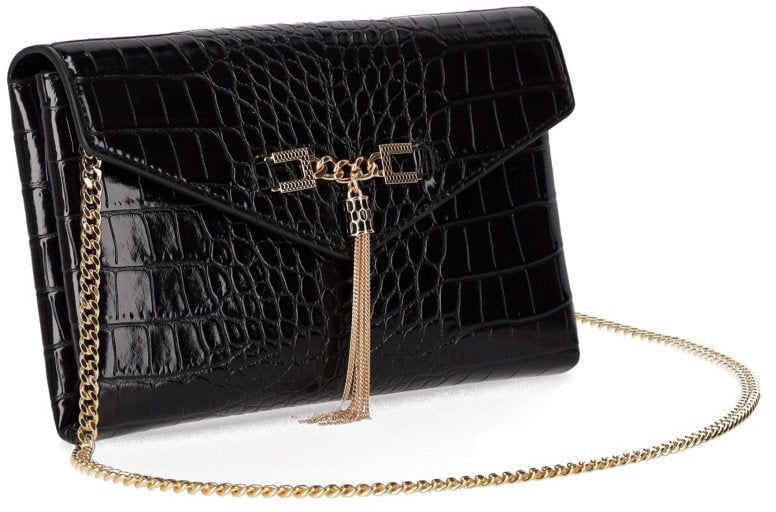 Elisabetta Franchi ELISABETTA FRANCHI CLUTCH WITH CROCO-PRINT AND TASSEL Zwart