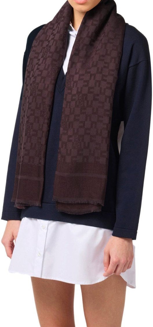 Elisabetta Franchi ELISABETTA FRANCHI MERLOT MONOGRAM SCARF Rood