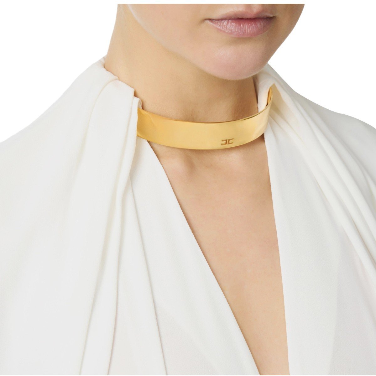 Elisabetta Franchi ELISABETTA FRANCHI IVORY JEWEL BLOUSE Wit