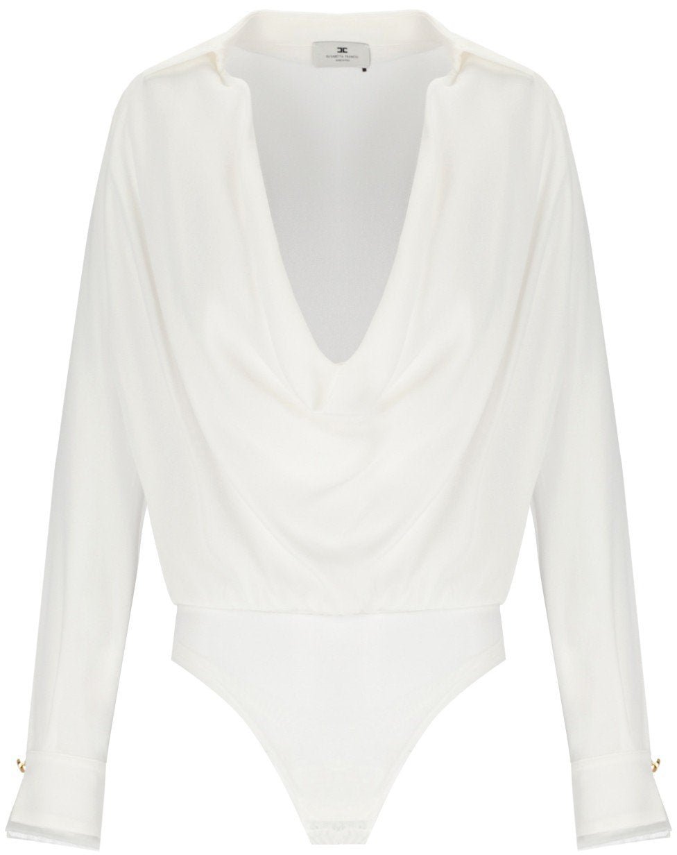 Elisabetta Franchi ELISABETTA FRANCHI IVORY BLOUSE-BODYSUIT Wit