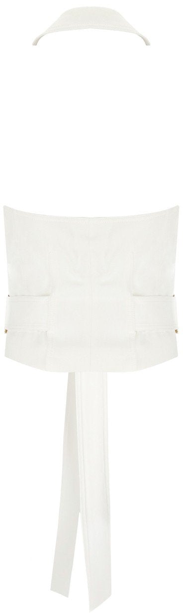 Elisabetta Franchi ELISABETTA FRANCHI IVORY BELTED VEST Wit