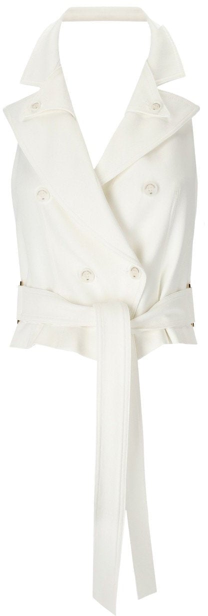 Elisabetta Franchi ELISABETTA FRANCHI IVORY BELTED VEST Wit