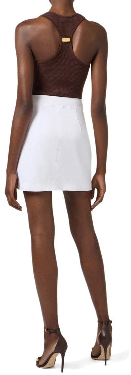 Elisabetta Franchi ELISABETTA FRANCHI IVORY MINI SKIRT Wit