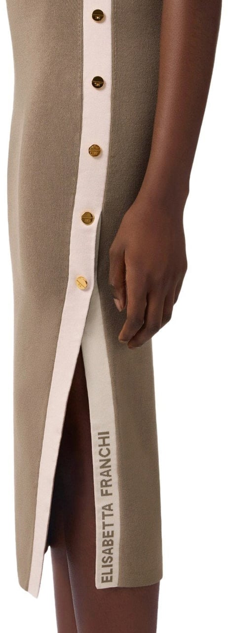 Elisabetta Franchi ELISABETTA FRANCHI KNITTED MIDI DRESS Beige