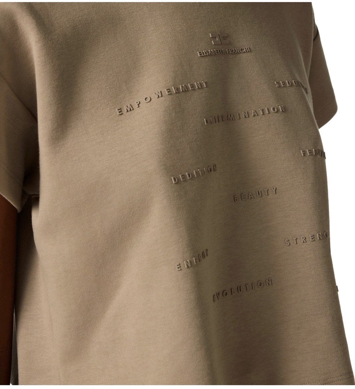 Elisabetta Franchi ELISABETTA FRANCHI CROPPED T-SHIRT WITH LETTERING Beige
