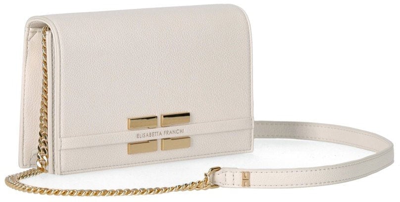 Elisabetta Franchi ELISABETTA FRANCHI BUTTER CROSSBODY BAG WITH LOGO Wit