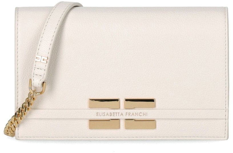 Elisabetta Franchi ELISABETTA FRANCHI BUTTER CROSSBODY BAG WITH LOGO Wit