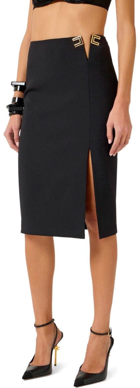 Elisabetta Franchi ELISABETTA FRANCHI MIDI SKIRT WITH LOGO Zwart