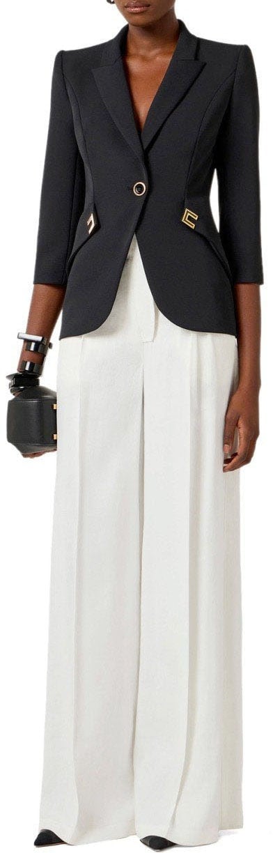 Elisabetta Franchi ELISABETTA FRANCHI SINGLE BREASTED BLAZER WITH LOGO Zwart