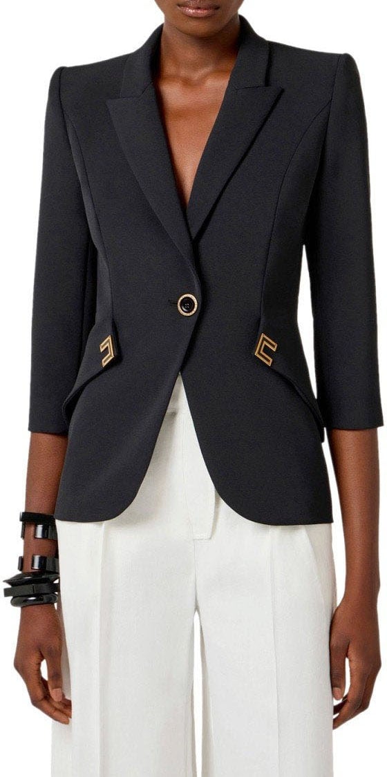 Elisabetta Franchi ELISABETTA FRANCHI SINGLE BREASTED BLAZER WITH LOGO Zwart