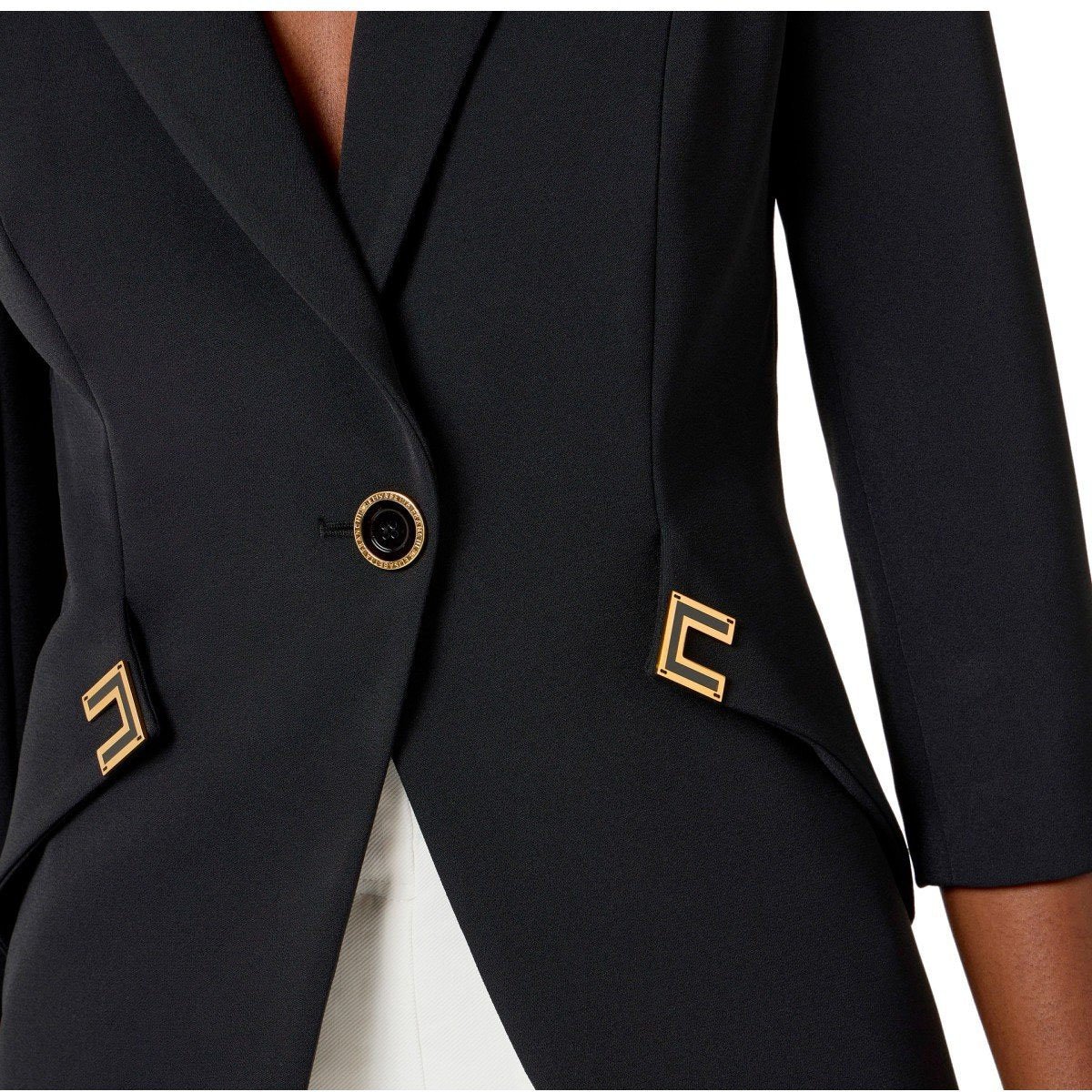 Elisabetta Franchi ELISABETTA FRANCHI SINGLE BREASTED BLAZER WITH LOGO Zwart