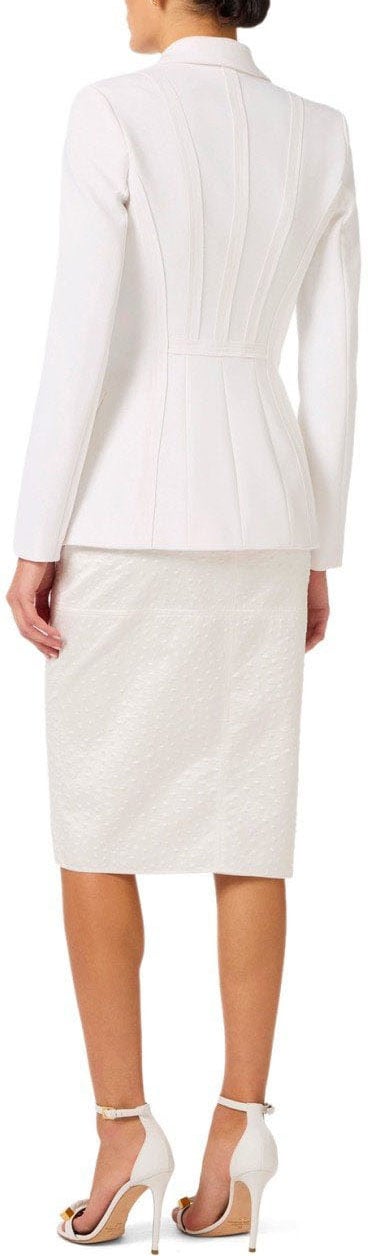 Elisabetta Franchi ELISABETTA FRANCHI IVORY SINGLE-BREASTED BLAZER Wit