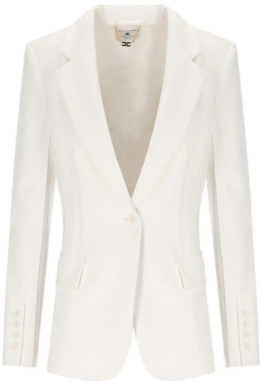 Elisabetta Franchi ELISABETTA FRANCHI IVORY SINGLE-BREASTED BLAZER Wit