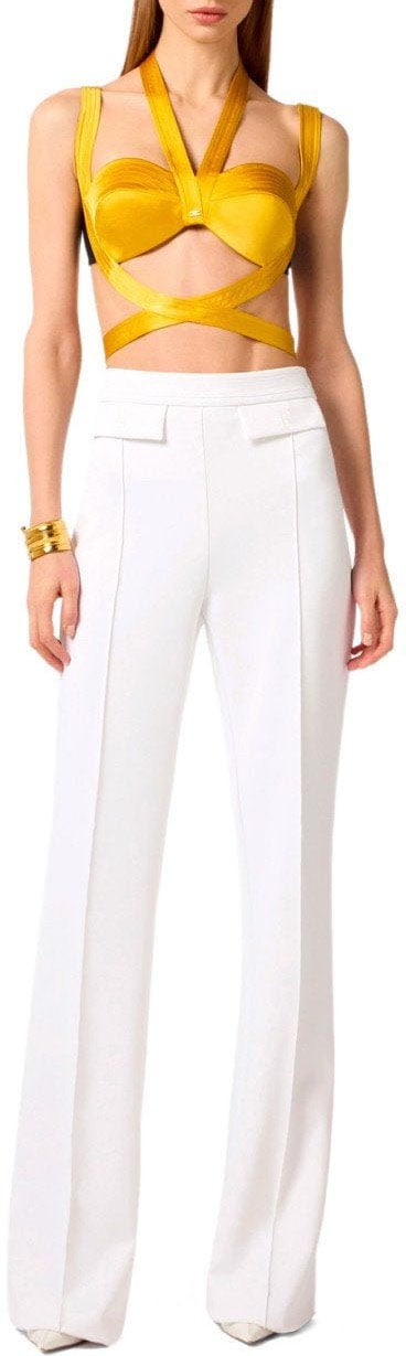 Elisabetta Franchi ELISABETTA FRANCHI IVORY PALAZZO PANTS Wit