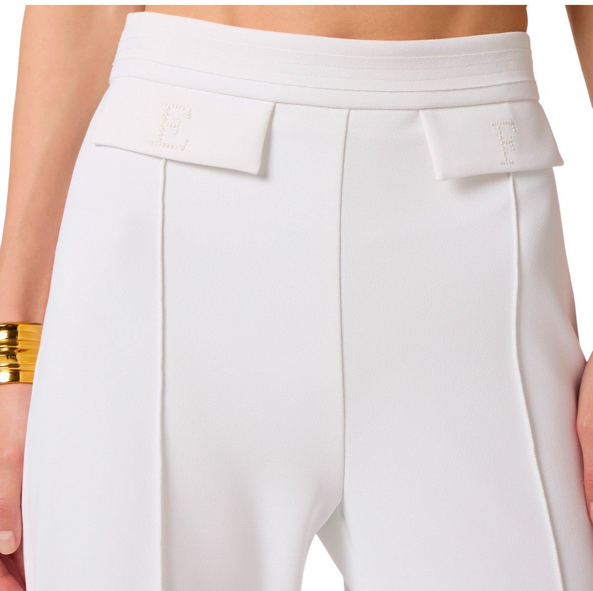 Elisabetta Franchi ELISABETTA FRANCHI IVORY PALAZZO PANTS Wit