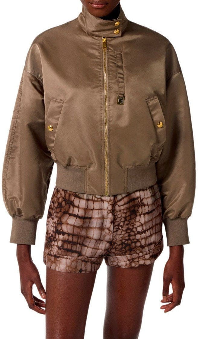 Elisabetta Franchi ELISABETTA FRANCHI BROWN BOMBER JACKET Beige