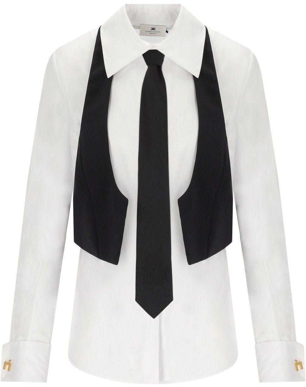 Elisabetta Franchi ELISABETTA FRANCHI SHIRT WITH VEST AND TIE Wit