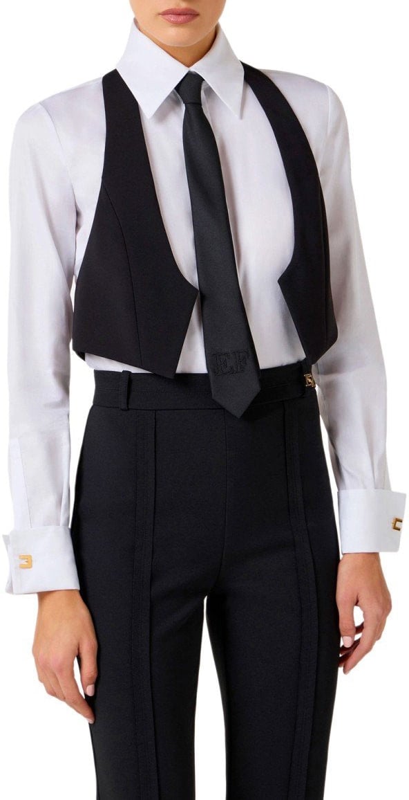 Elisabetta Franchi ELISABETTA FRANCHI SHIRT WITH VEST AND TIE Wit