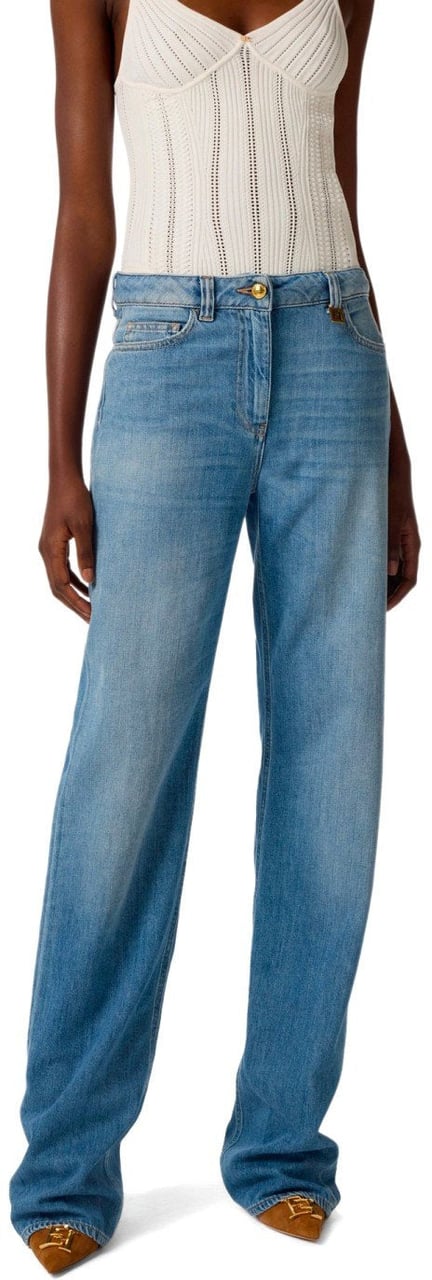ELISABETTA FRANCHI LIGHT BLUE PALAZZO JEANS Lichtblauw