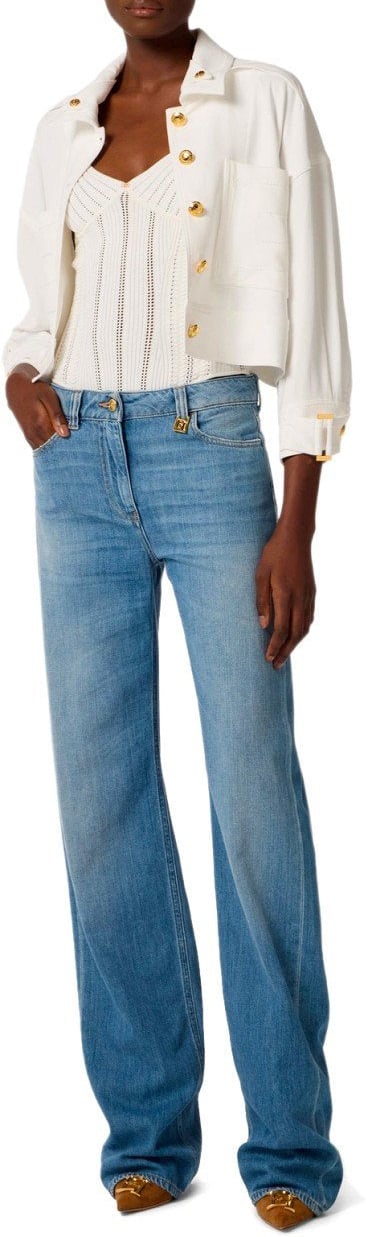 ELISABETTA FRANCHI LIGHT BLUE PALAZZO JEANS Lichtblauw