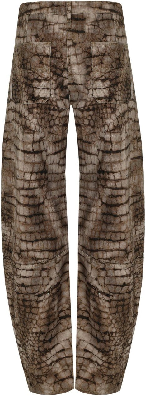 ELISABETTA FRANCHI ALLIGATOR PRINT BARREL JEANS Bruin