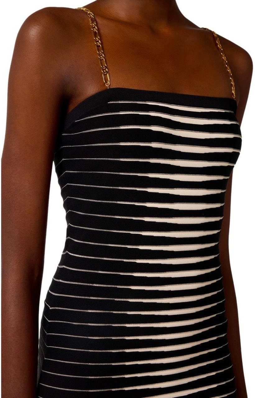 ELISABETTA FRANCHI ZEBRA JACQUARD MIDI DRESS Zwart