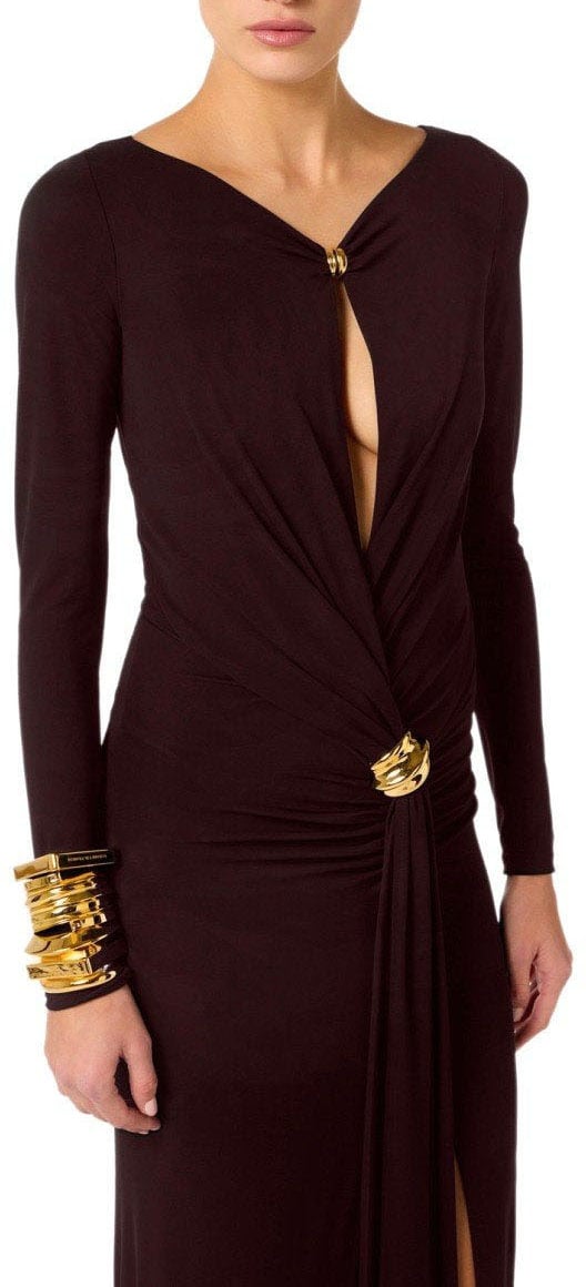 Elisabetta Franchi ELISABETTA FRANCHI RED CARPET DARK CHOCOLATE DRESS Bruin
